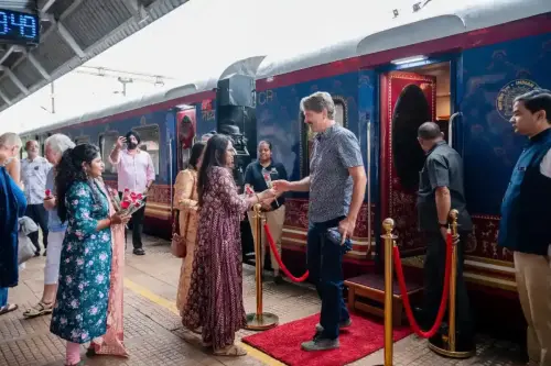 The prestigious Deccan odyssey  pulled into Karmali Railway Station held on 27 September 2024