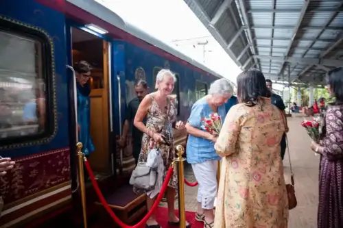 The prestigious Deccan odyssey  pulled into Karmali Railway Station held on 27 September 2024